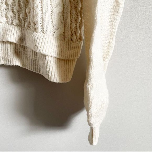 FRAME Popcorn Stitch Wool Blend Sweater Turtleneck White - Picture 4 of 10